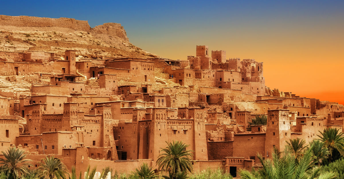 Cute naked girls moroccan castle stock photo